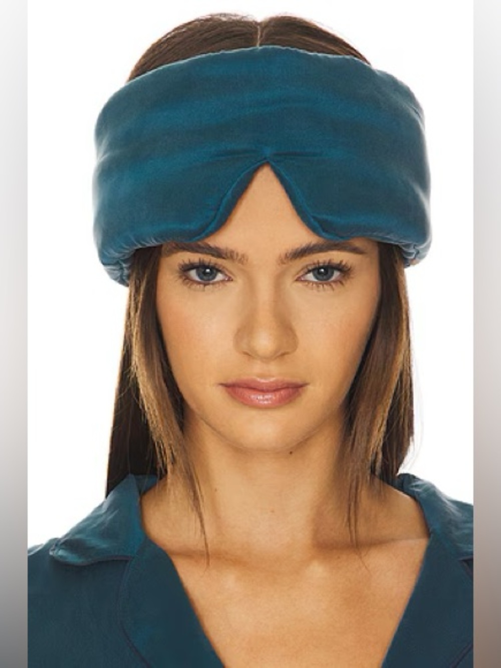 Lunya Piquant Teal Blue Green Washable Silk Sleep Mask Sleeping